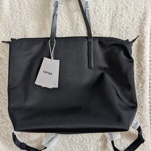 NWT carra Studio ConvertibleTote Black Nylon w/ Matte Black Hardware